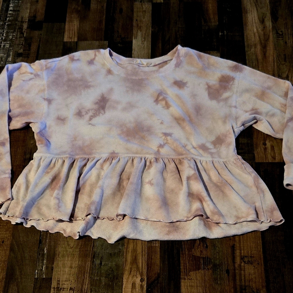 Pink Tie-Dye Peplum Sweatshirt